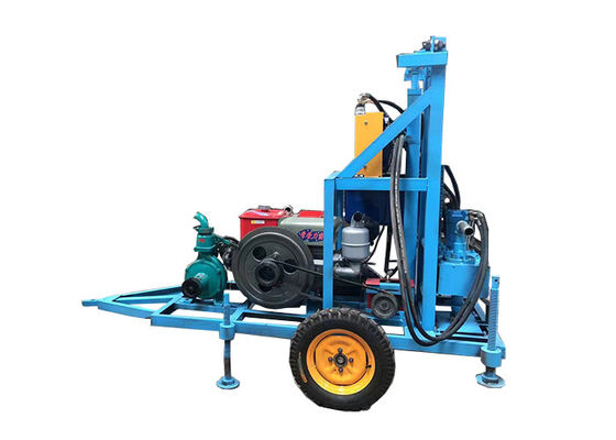 Blue Hydraulic Water Well Drilling Rig Dengan Set Lengkap Alat Pengeboran
