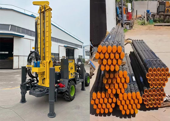 260m Pompa Panas Sumber Tanah / Roda Pneumatic Water Well Drilling Rig