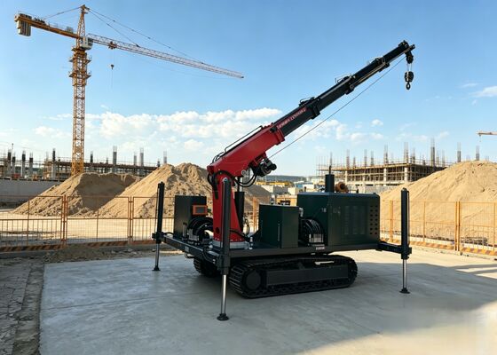 0-10ton Steel Crawler Chassis Dengan 360° Rotating Lifting Boom
