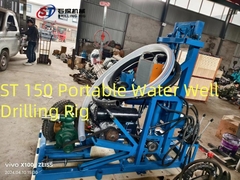 Blue Hydraulic Water Well Drilling Rig Dengan Set Alat Pengeboran Lengkap
